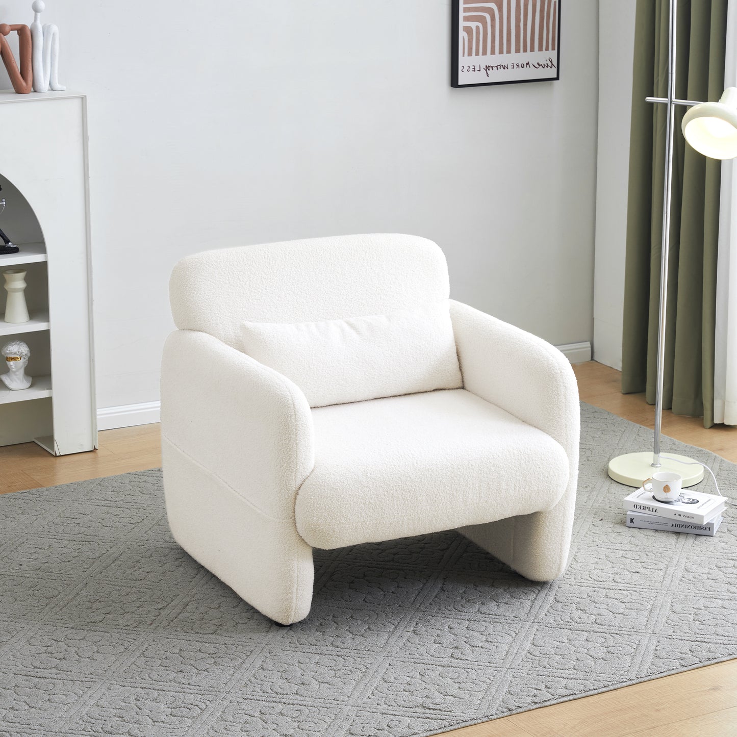 Leisure Chair Armchair Teddy Velvet Sofa Chair Upholstered Chair Single Sofa Chair Armchair