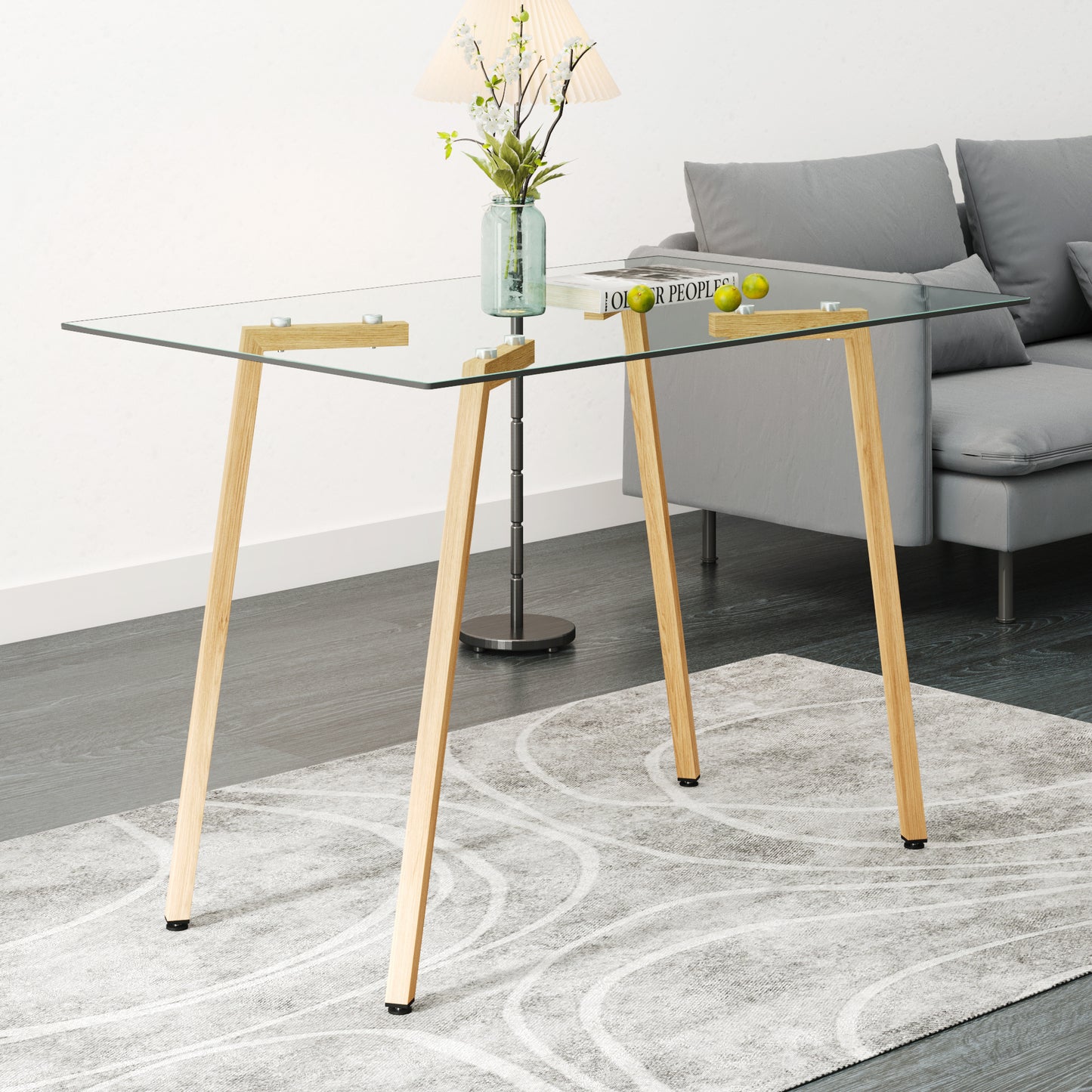 Modern Tempered Glass Dining Table for 4-6 People