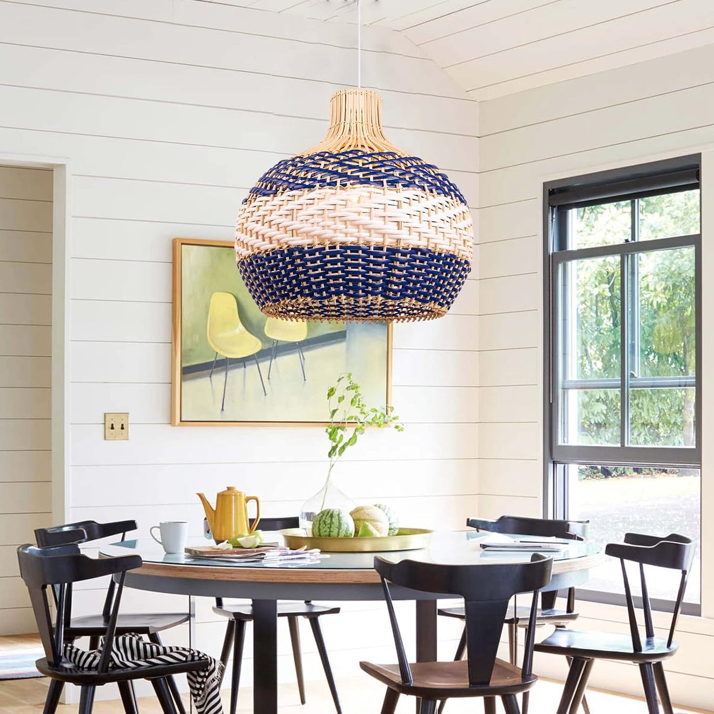 Kitchen Island Rattan Pendant Light Fixture DIY Wicker Lampshade