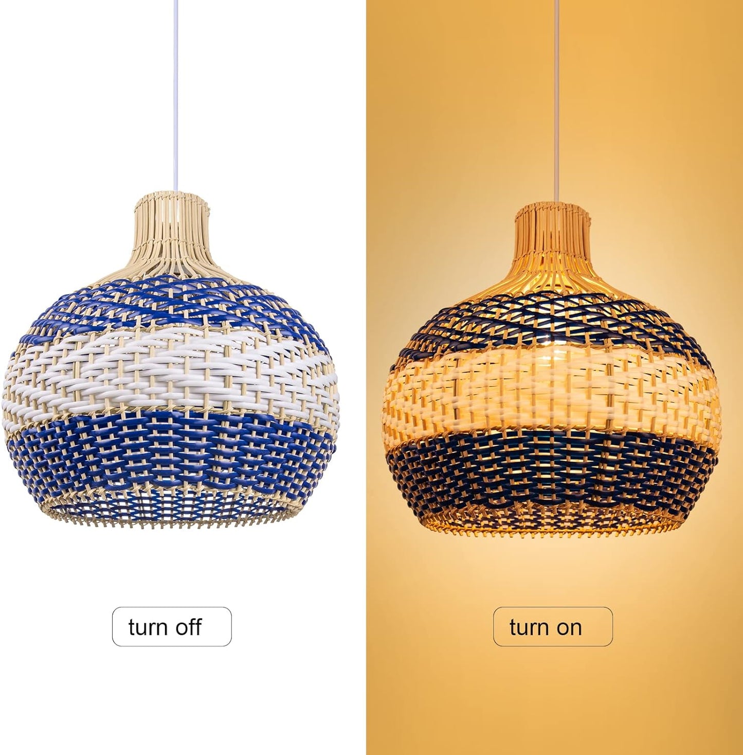 Kitchen Island Rattan Pendant Light Fixture DIY Wicker Lampshade