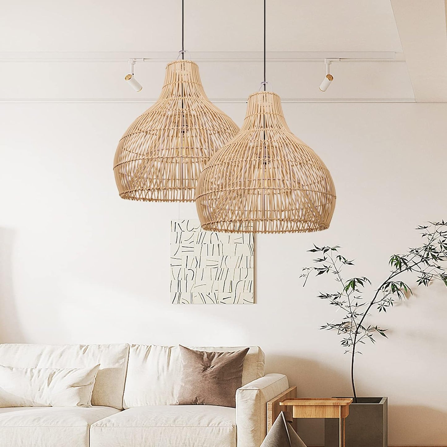 Arturesthome Bohemian Pendant Light Natural Rattan Materials Ceiling Chandelier Hanging Lamp Lighting Fixture