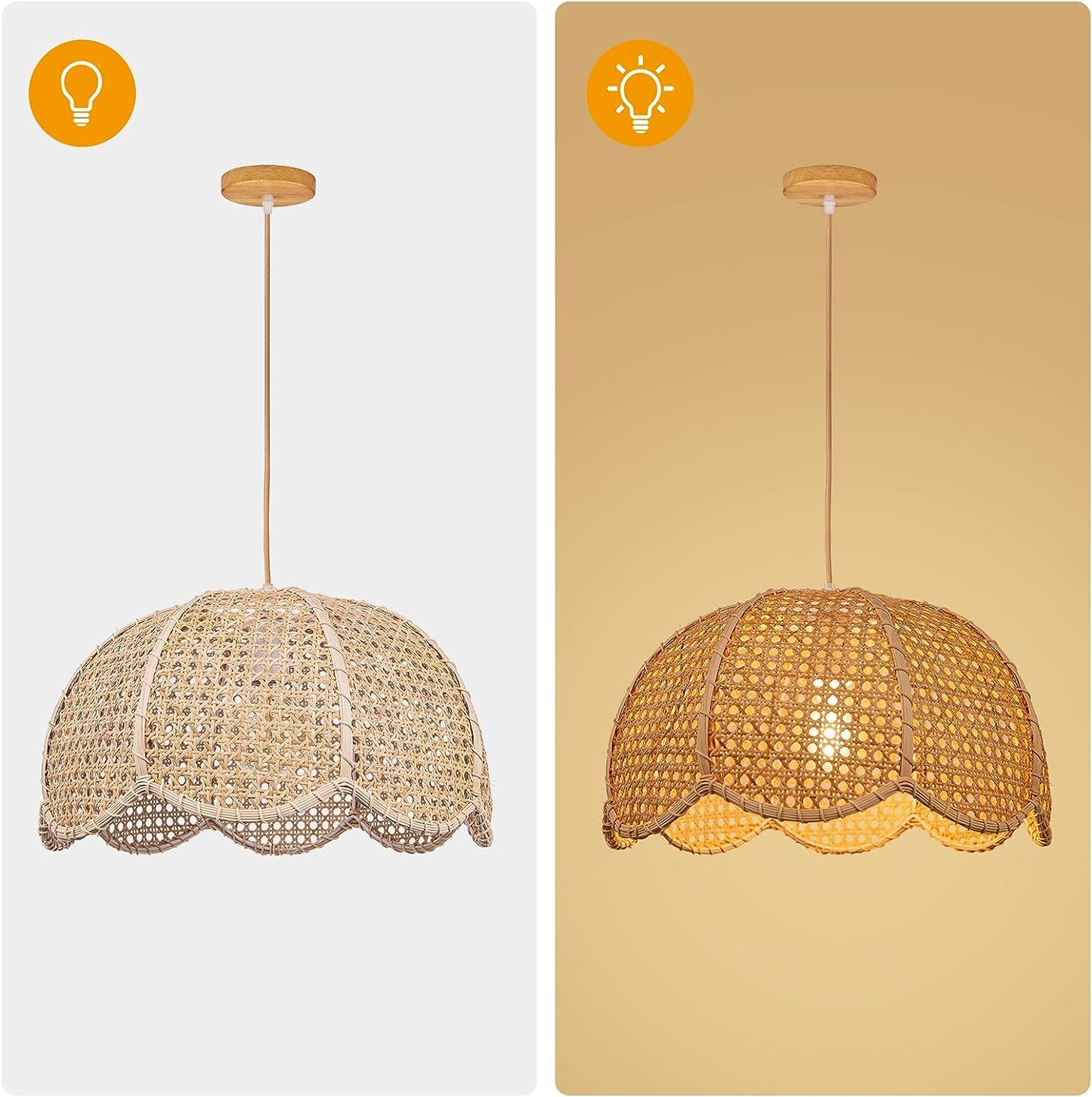 Handwoven Rattan Chandelier Flower Hollow Out Pendant Light