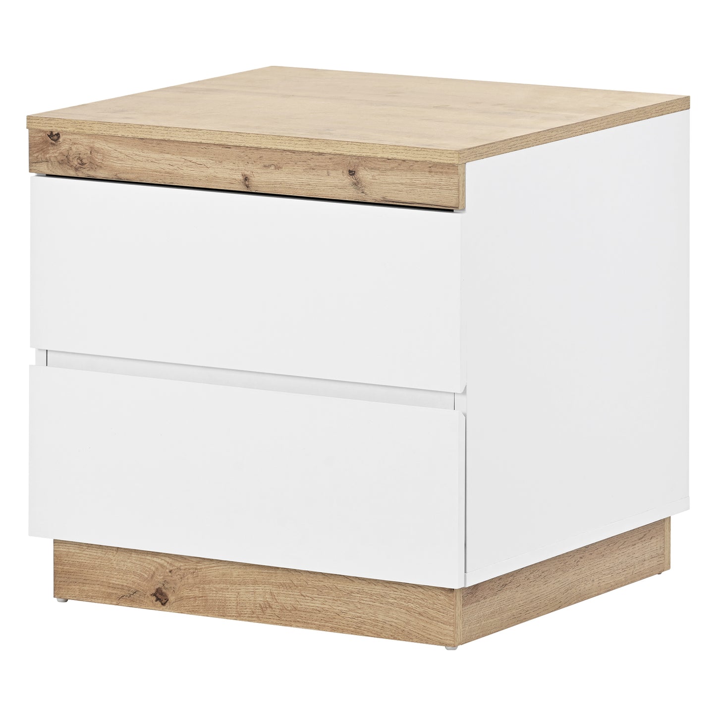 Stylish Bedside Table with Storage - White Oak