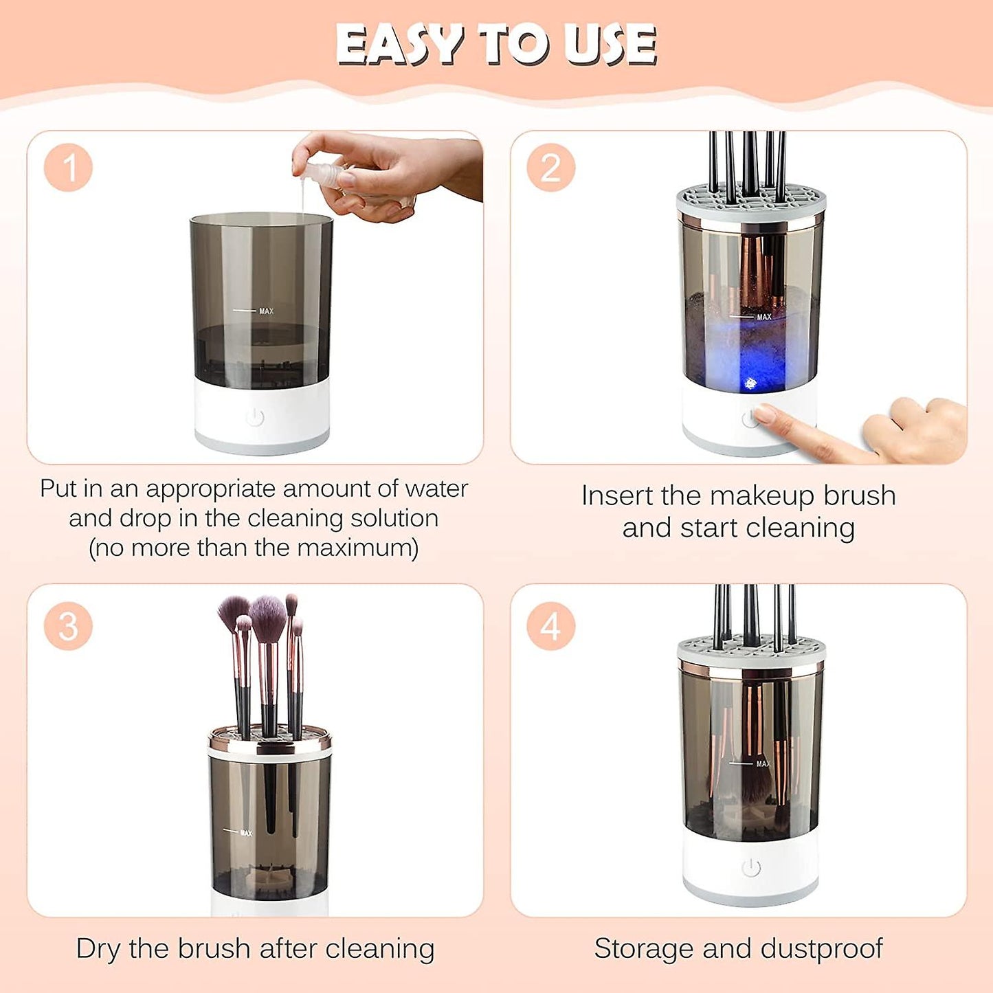 (Y)Electric Makeup Brush Cleaner, Makeup Brush Cleaner Machine With Brush Clean Mat, Automatic Cosmetic Brush Cleaner Tools