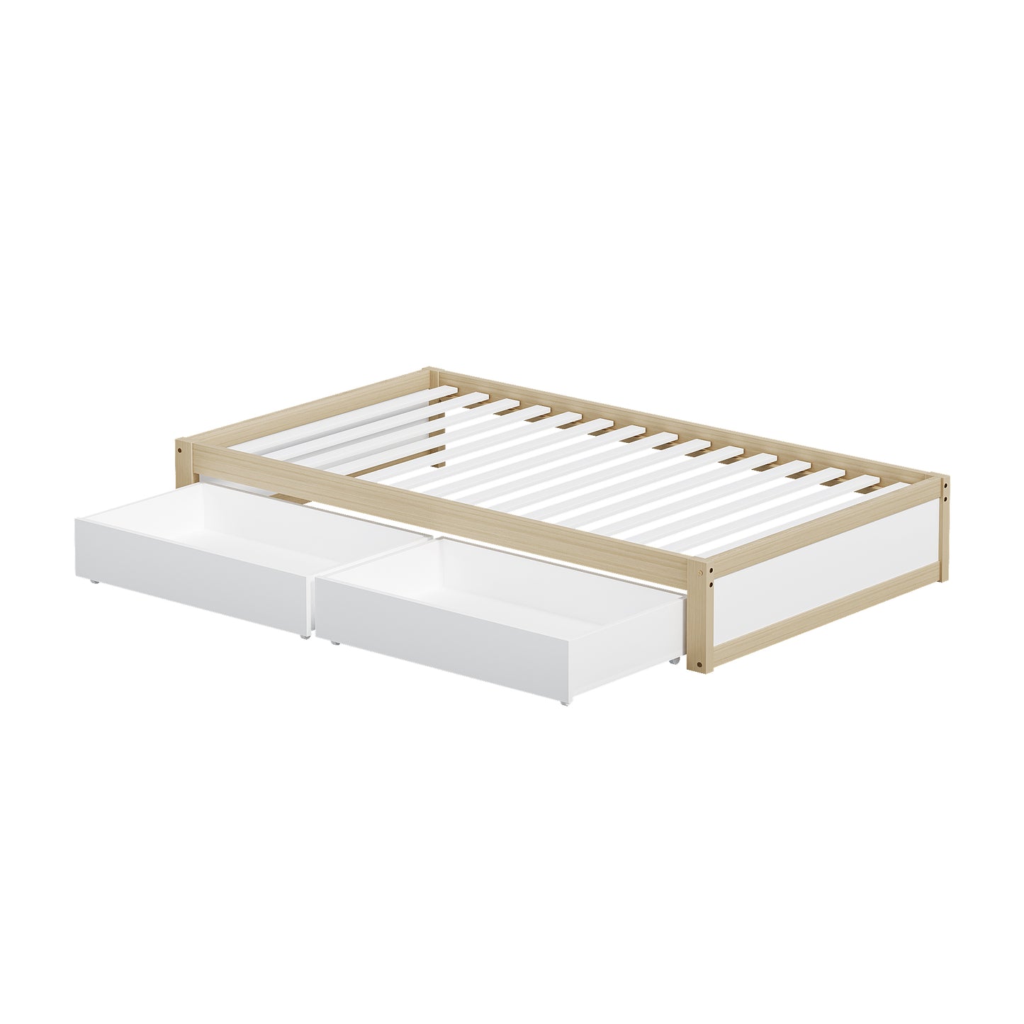 Modern Solid Wood Children's Bed with Storage Drawers and Slatted Frame - 90x200 cm