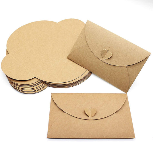 (Y)100 Pcs Vintage Kraft Gift Card Envelopes, Gift Card Envelopes Craft Photo Envelopes Gift Card Holders 6*10cm