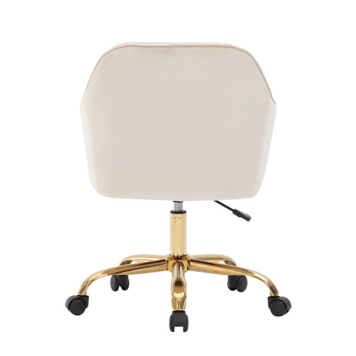 (p)Velvet Swivel Chair with Gold Legs - Adjustable Height, Breathable, Home Office Ready