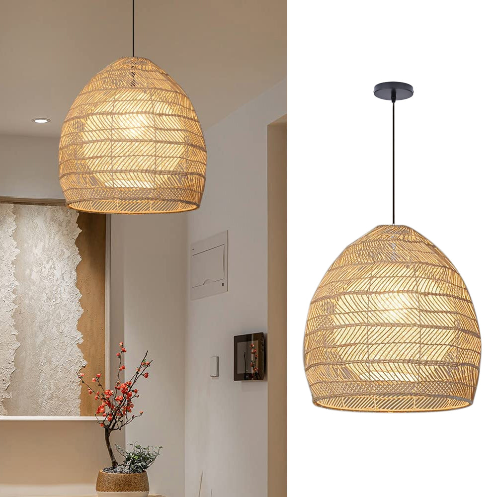 Arturesthome Nursery Boho Natural Woven Wicker Rattan Chandelier Basket Light Fixture