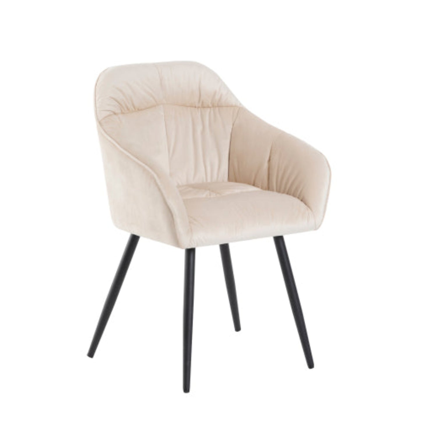 (p)Beige Velvet Dining Chairs with Metal Legs - Upholstered for Elegance and Comfort