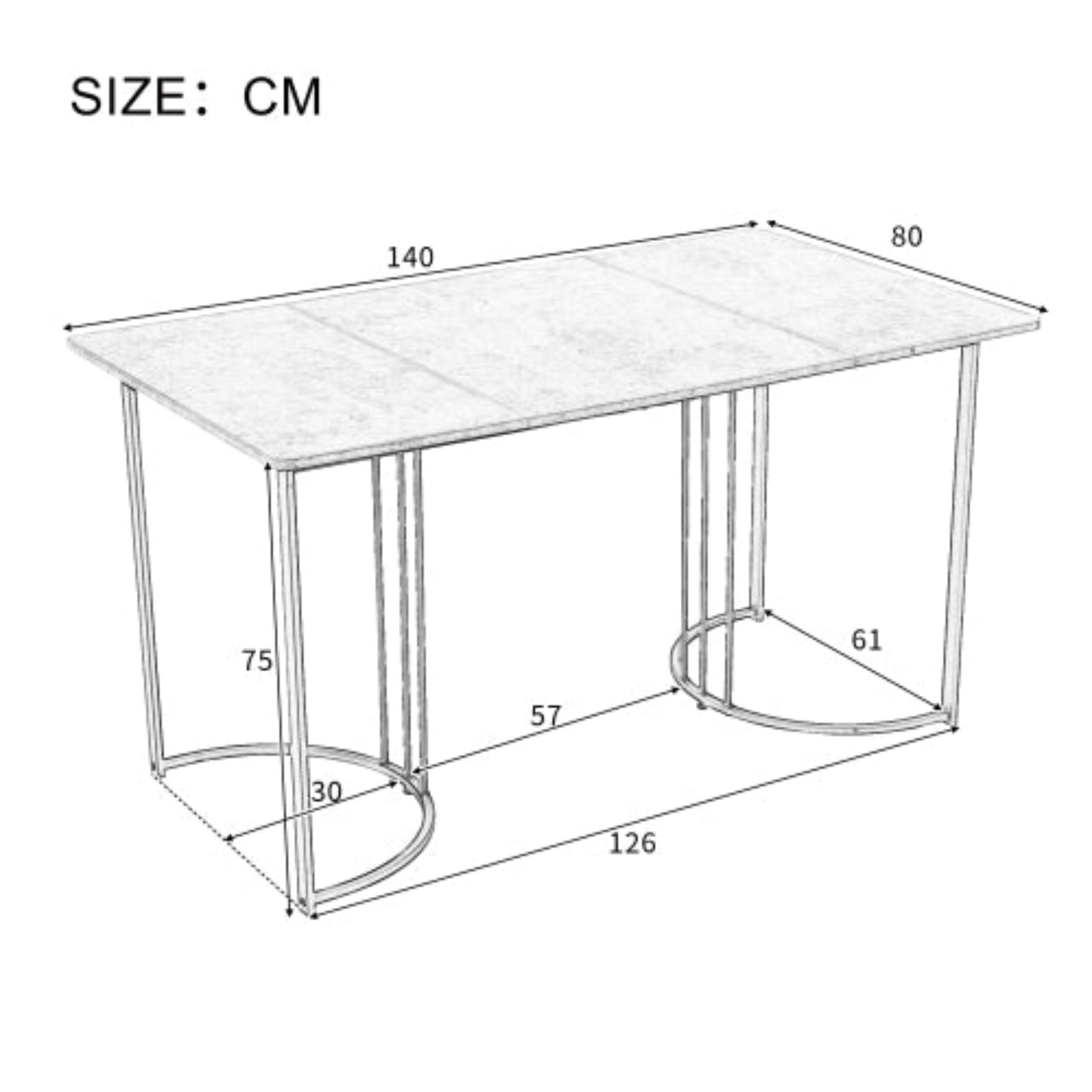 Modern Marble Pattern Dining Table,Metal Frame, Adjustable Feet, WhiteBlack