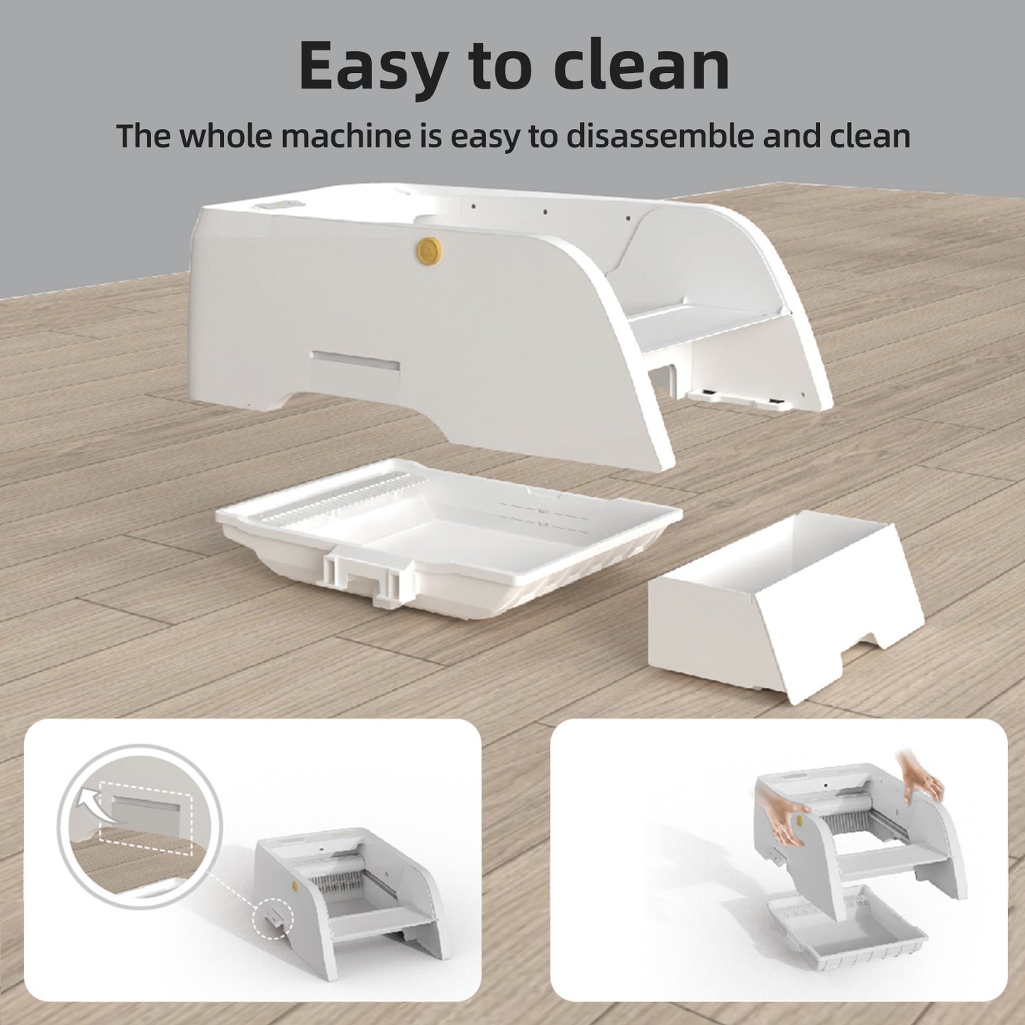 Fully automatic cleaning cat litter box - open space - app automatically detects cats
