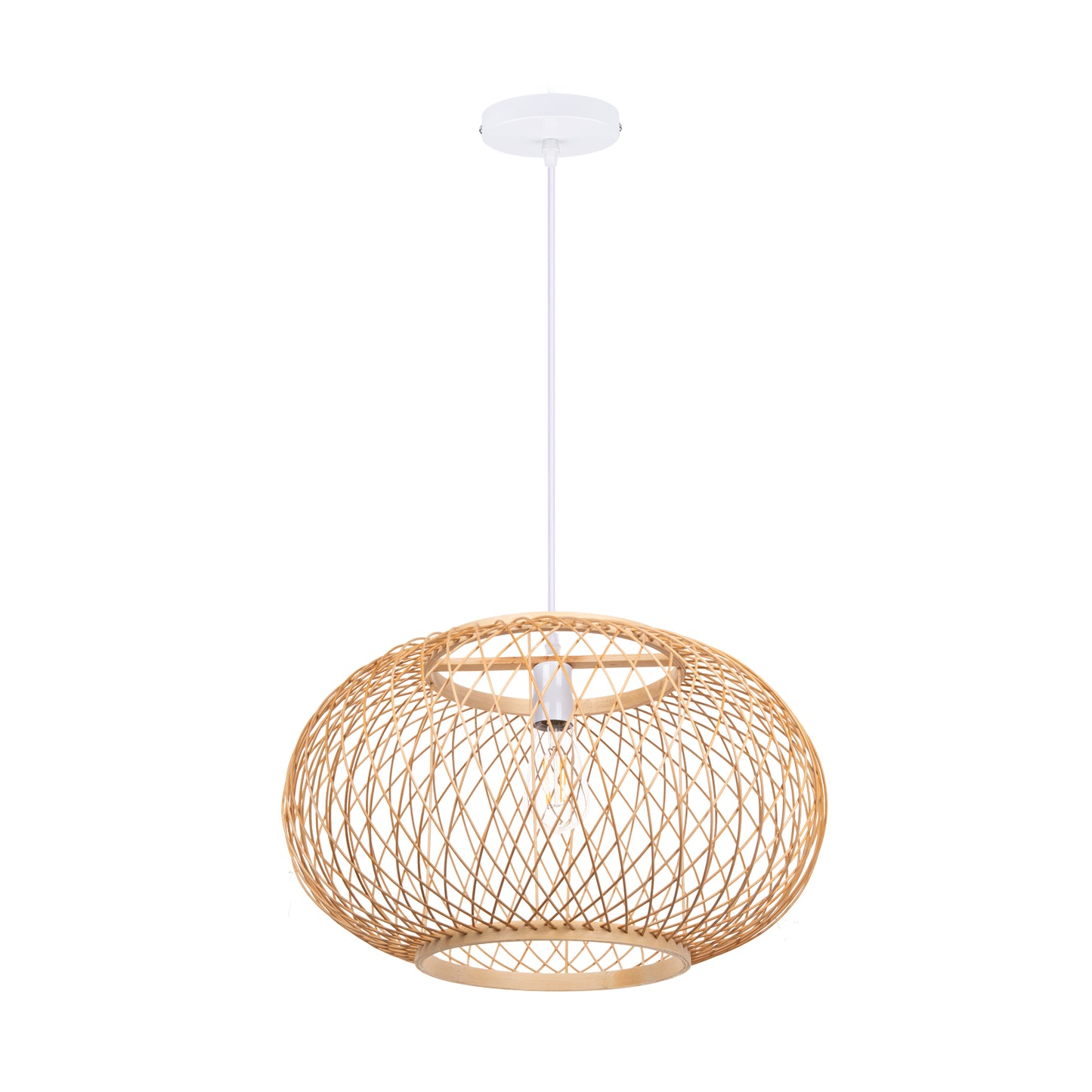 (M)Bamboo Pendant Lighting Globe Shade Boho Rattan Hanging Lights Fixture E27 for Kitchen Island