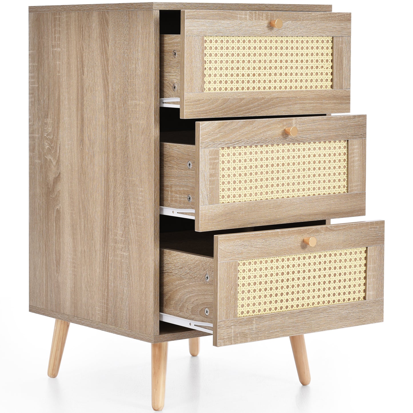 (Z)Oak 3-Drawer Chest - Bedroom Multifunctional High Cabinet,  Bedroom dresser or Bedroom chest of drawers,D79.5xH48.5cm