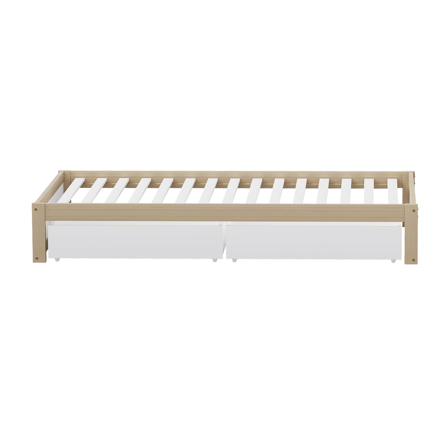 Modern Solid Wood Children's Bed with Storage Drawers and Slatted Frame - 90x200 cm