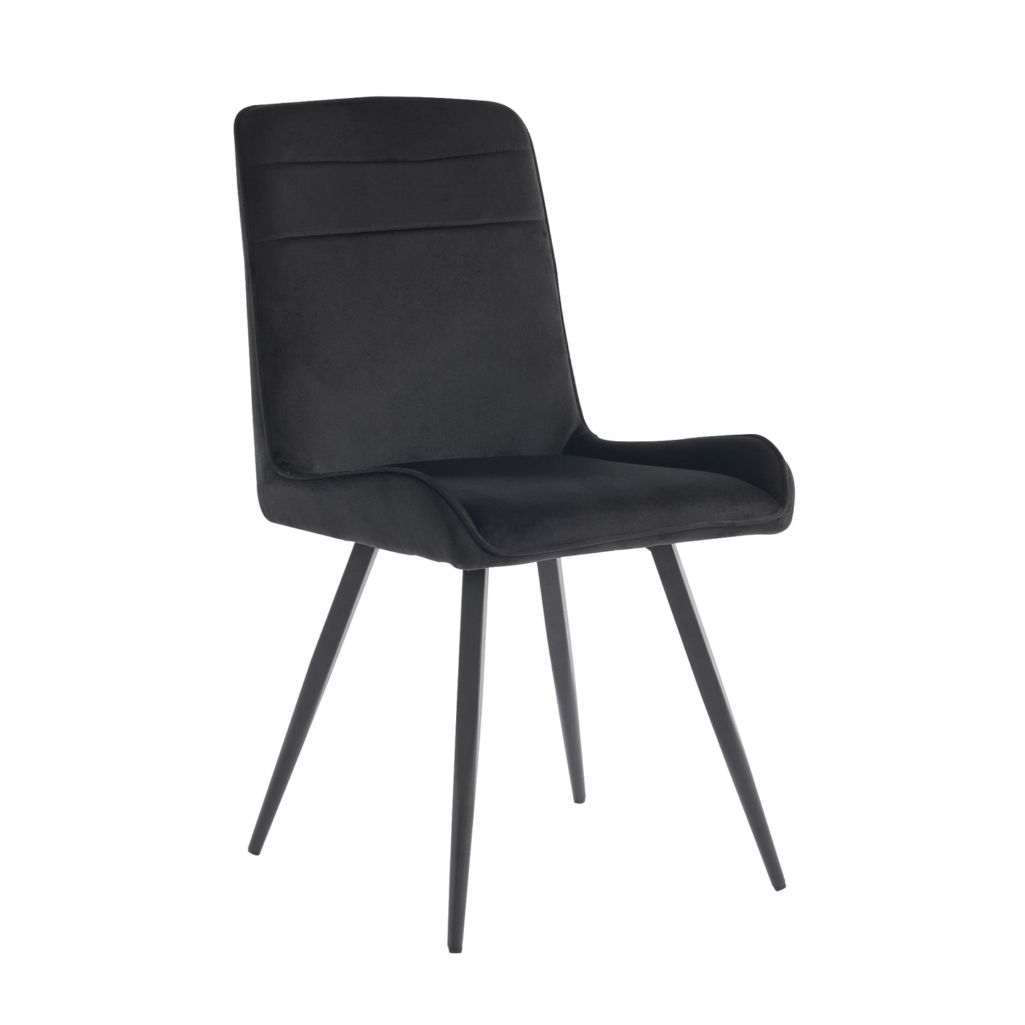 Black Ergonomic Dining Chairs-Technical Fabric, Metal Legs, Set of 2