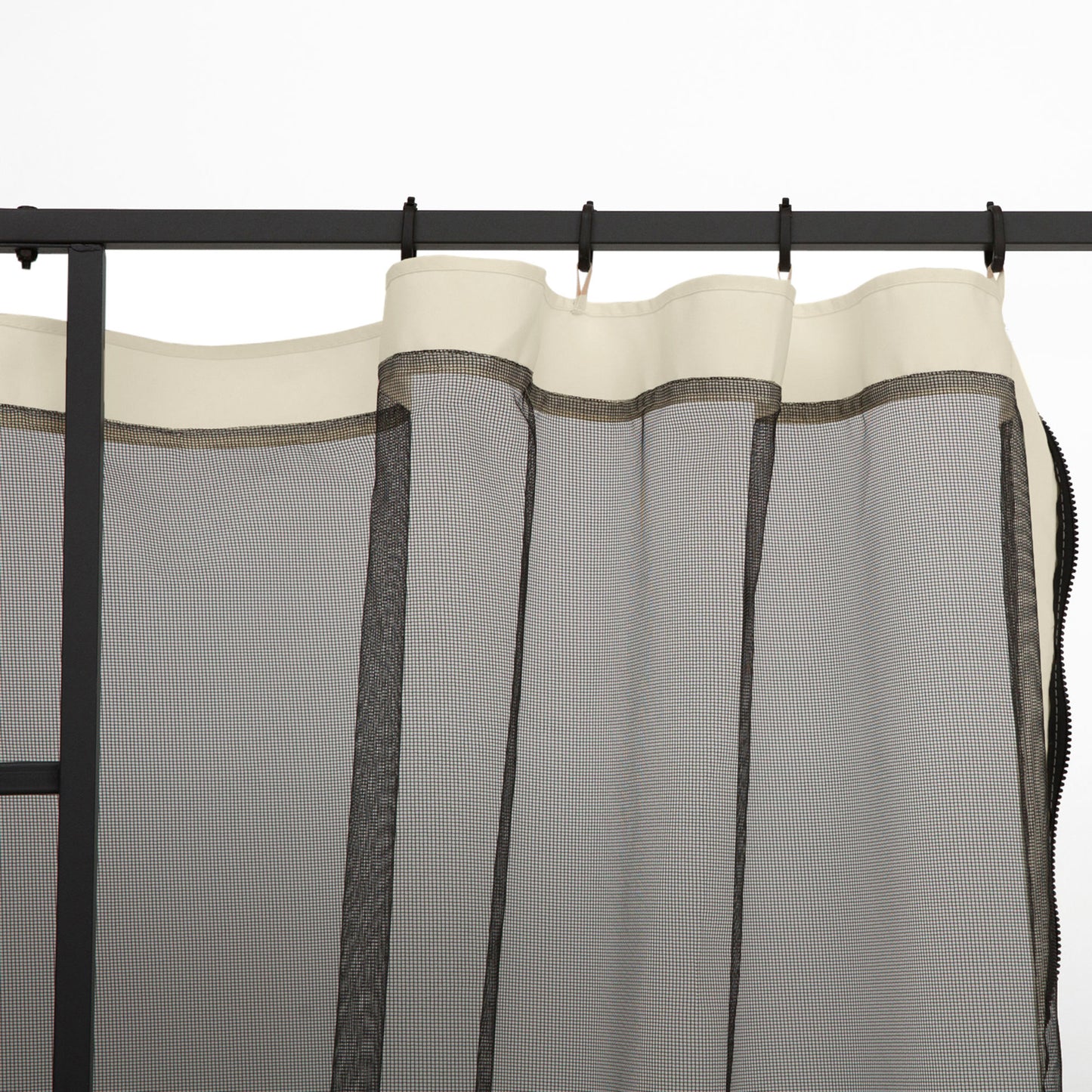 3x3m gazebo mosquito net with 4 side panels, mosquito net with zipper, durable black nylon net