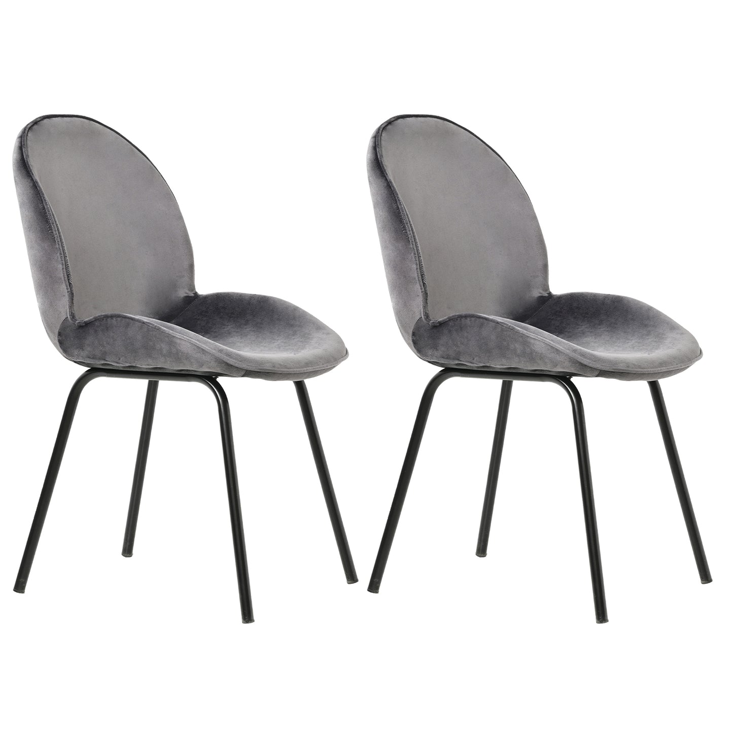 Velvet Dining Chairs-Round Back, Metal Frame, 150kg Load Capacity-Set of 2