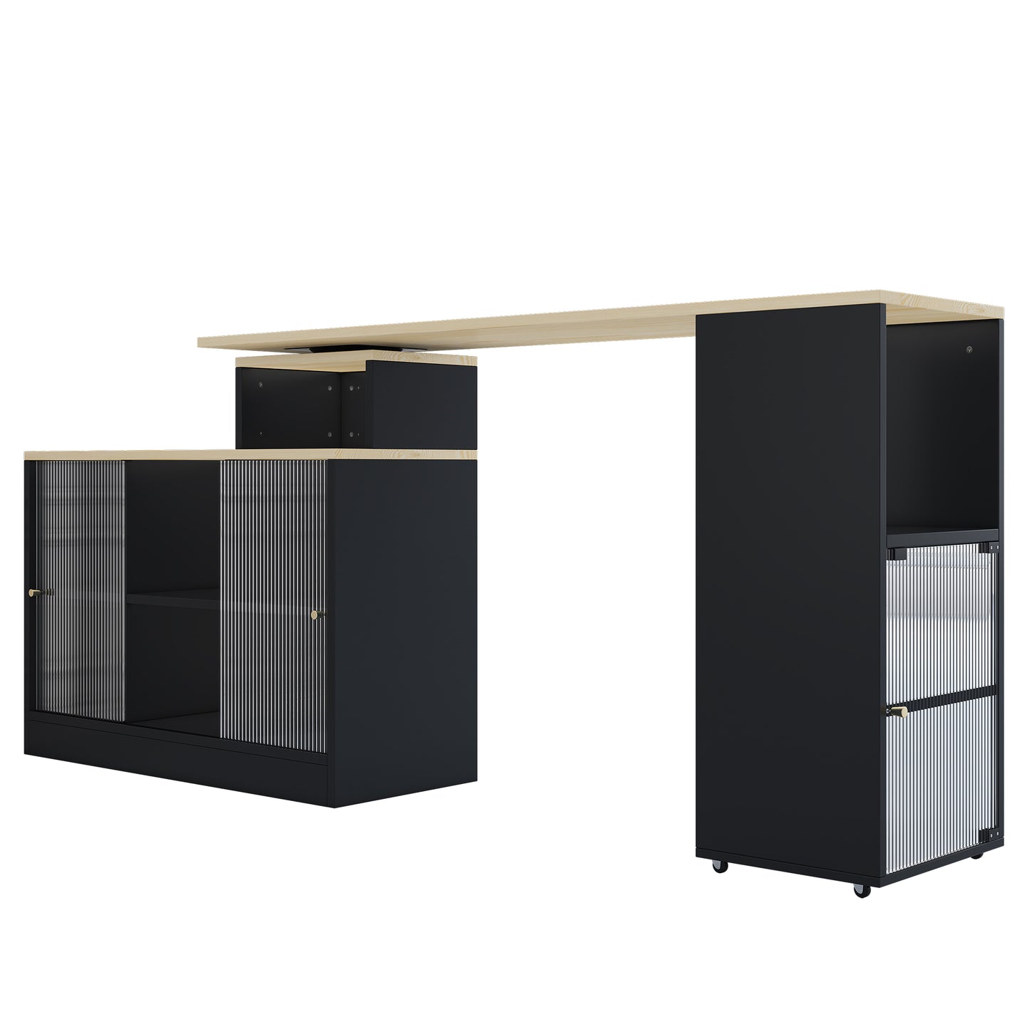 Modern Mobile Bar Table with Storage - Black