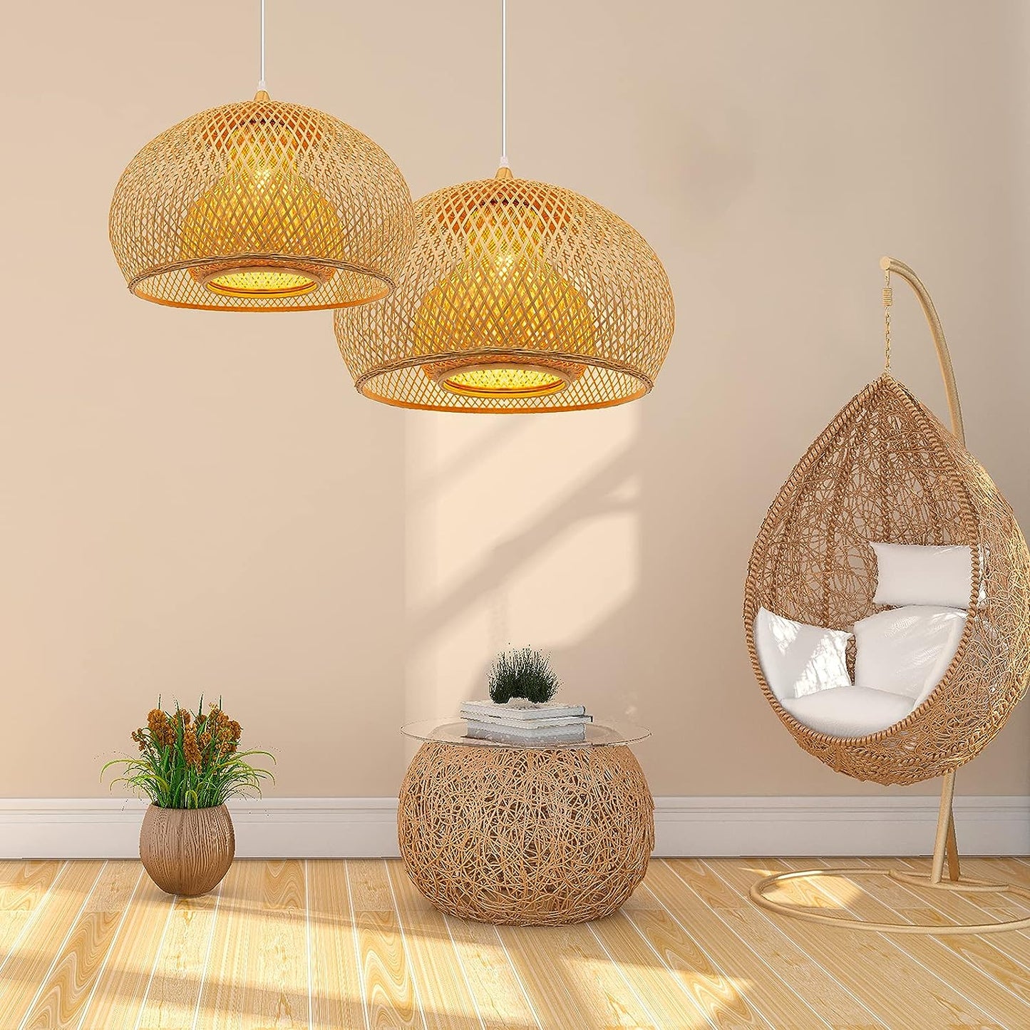 Bamboo Pendant Light Handmade Unique Natural Bamboo Lamps