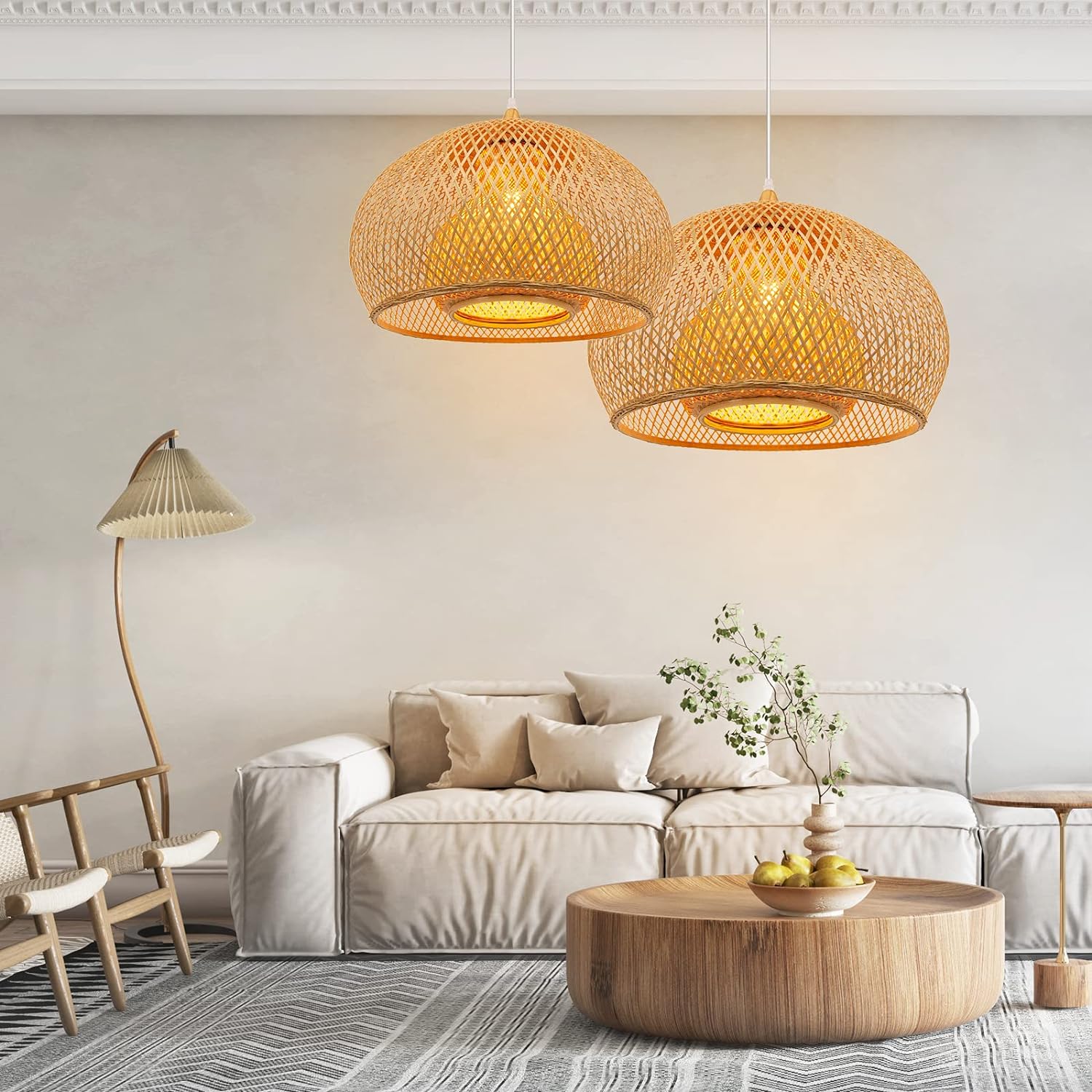 Natural bamboo pendant light hotsell