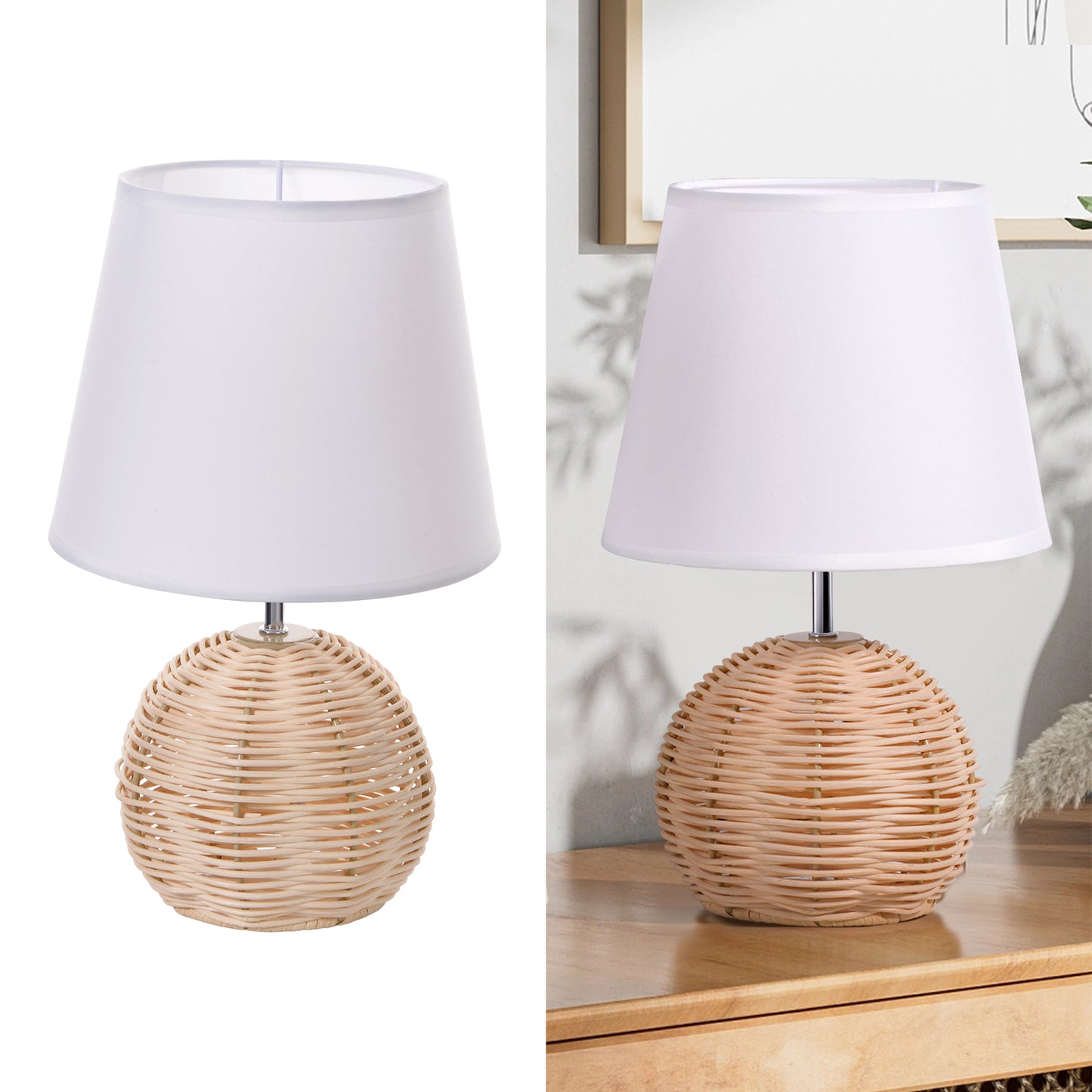 (Z)ARTURESTHOME bedside lamps Table lamps Rattan table lamps for bedroom and living room Bamboo table lamps