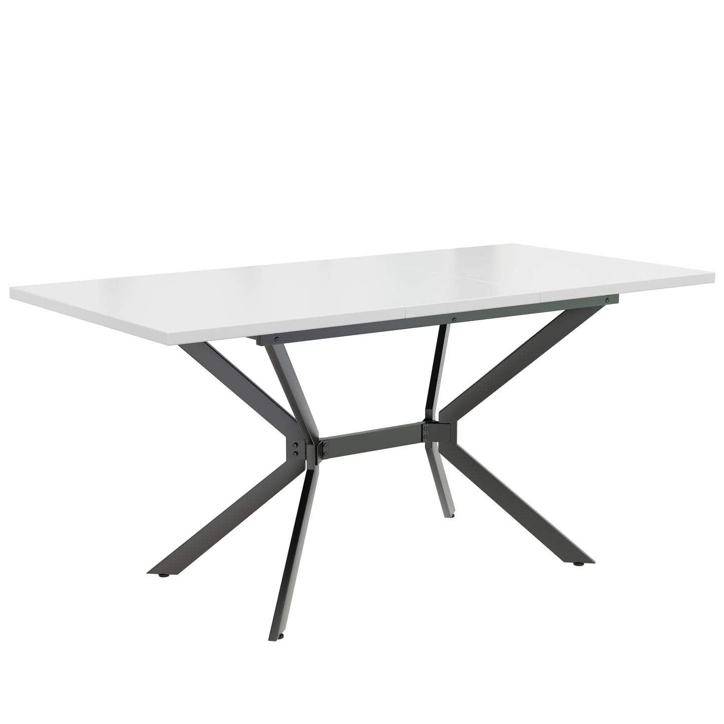 Stylish White Extendable Dining Table with Black Legs