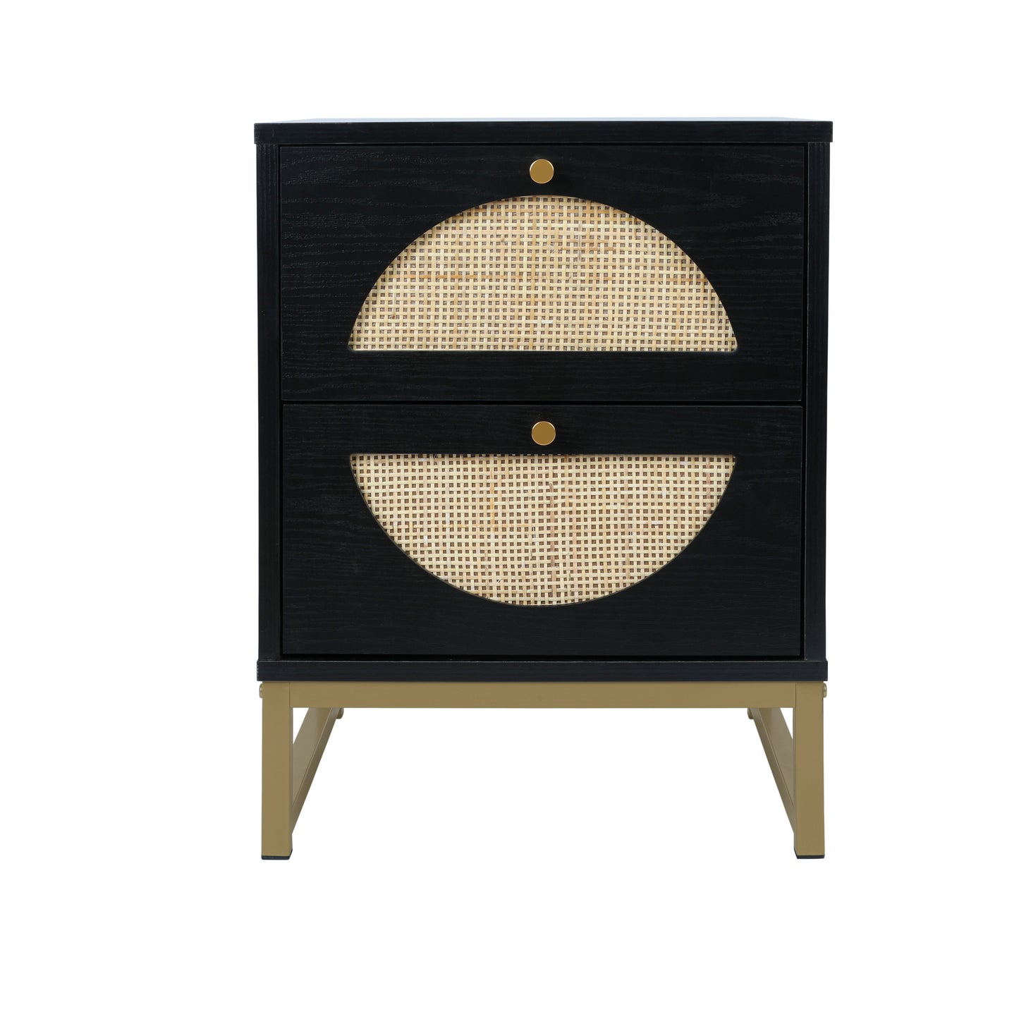 Stylish Bedside Table-Two Drawers, Semi-Circular Symmetry, Customizable Design