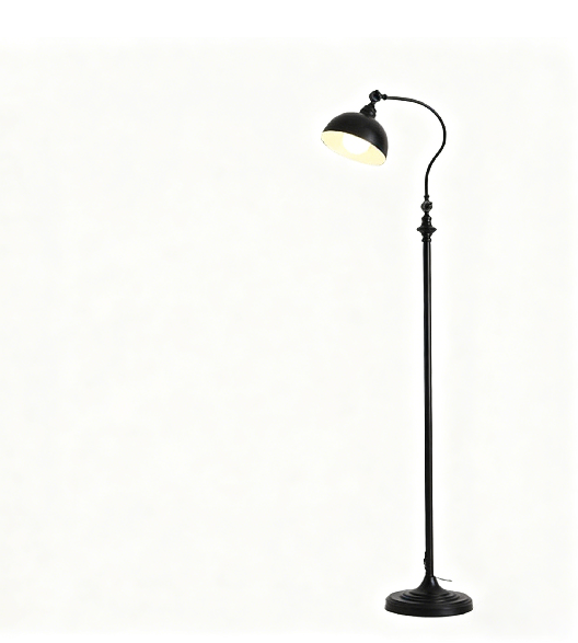 Floor lamp, floor lamp with E27 socket, adjustable lampshade, 40 W, arc lamp in vintage design, stable stand, black
