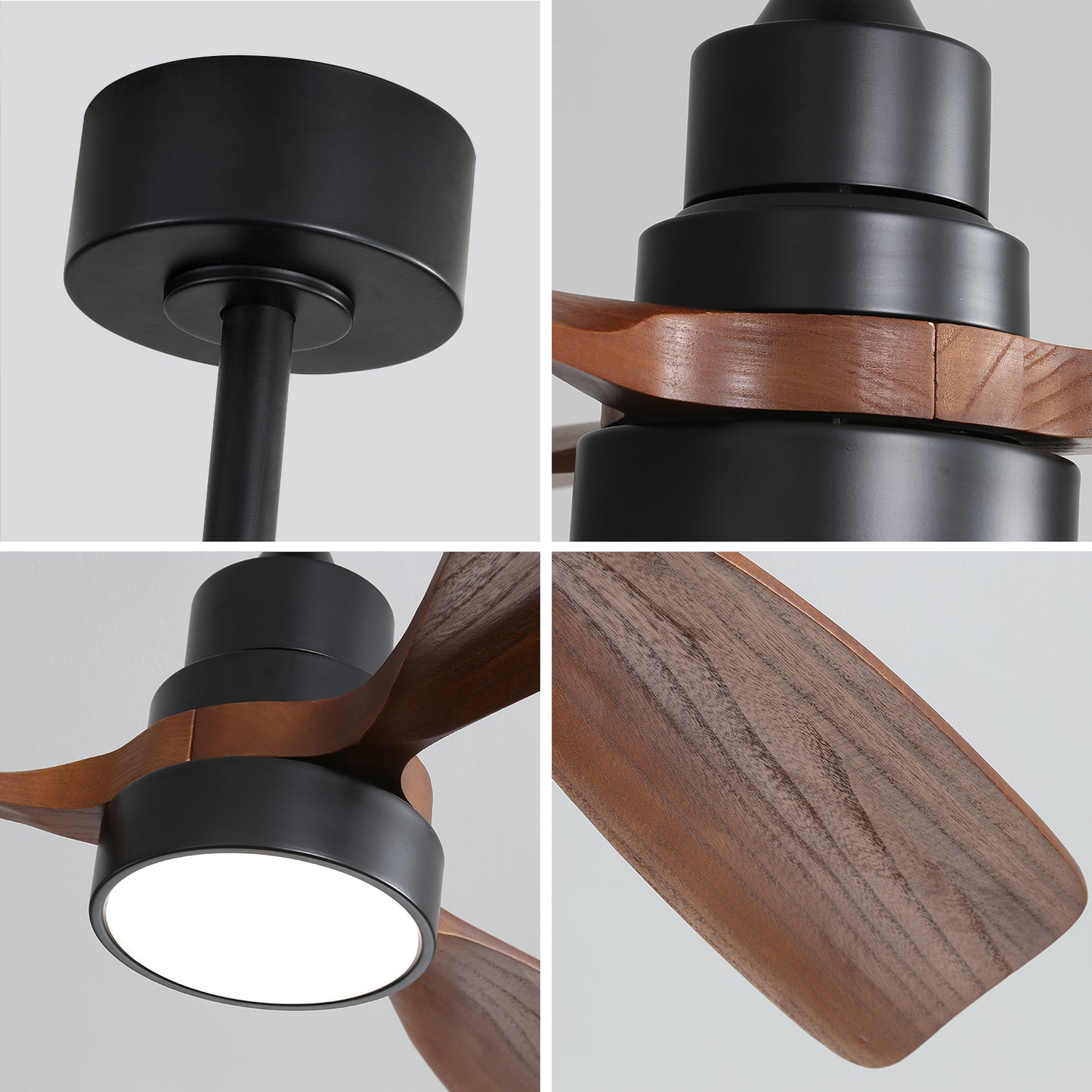 48" Wood Ceiling Fan with 3 Solid Wood Blades, Reversible DC Motor & Remote Control for Living Room