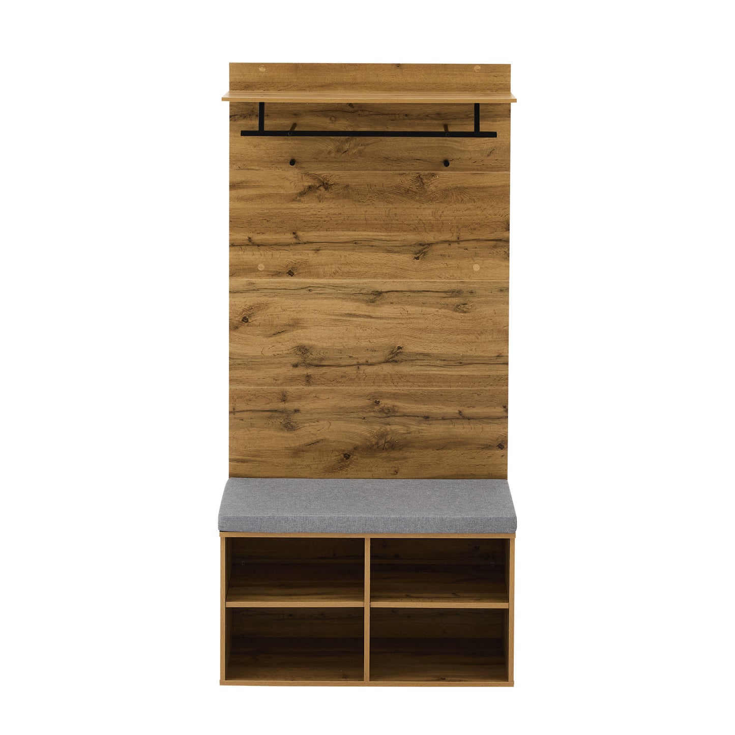 175cm Tall Wood-Look Wardrobe Set with Shoe Bench & Storage Features