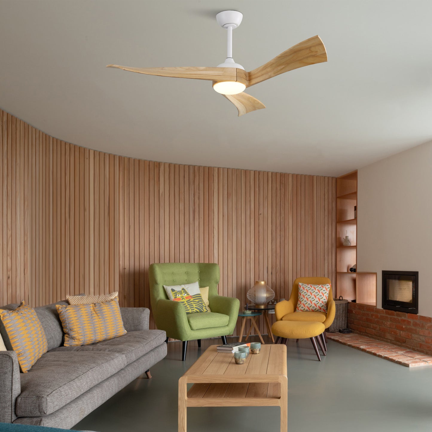 52" Minimalist Ceiling Fan with Light, 6-Speed Remote Control, Energy-Saving DC Motor