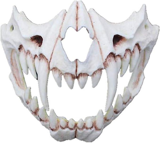 (Y)Half-Face Motorcycle Mask, Chinless and Skeleton / Skull Design for Halloween