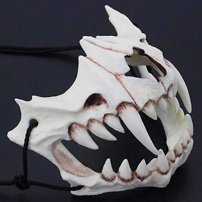 (Y)Half-Face Motorcycle Mask, Chinless and Skeleton / Skull Design for Halloween