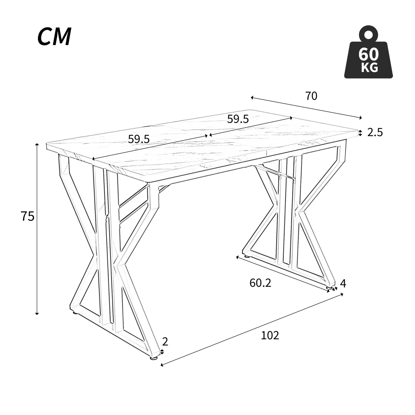 White Modern Marble Dining Table-Metal Legs, Stable Frame, Suitable for Kitchen or Living Room