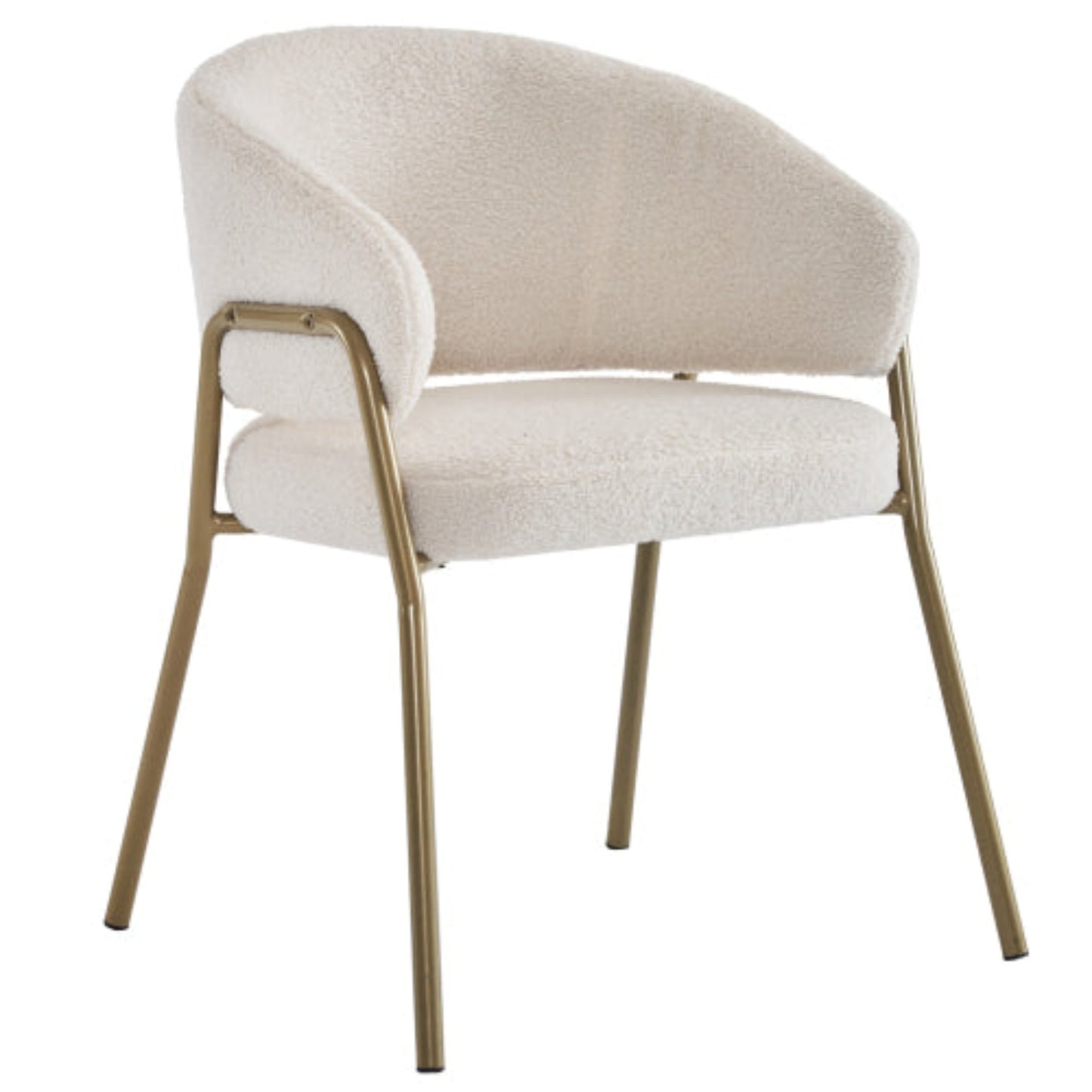 White Lamb Velvet Dining Chair,Gold Legs, Spray Gold Finish-Set of 1