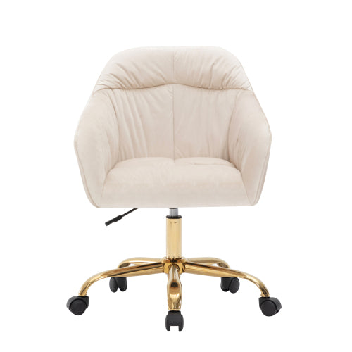 (p)Velvet Swivel Chair with Gold Legs - Adjustable Height, Breathable, Home Office Ready