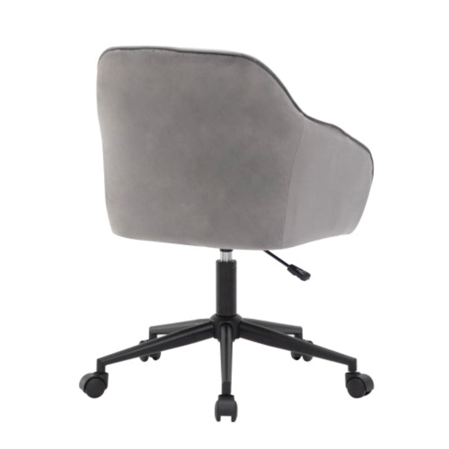 (p)Gray velvet swivel chair with height adjustment -1 piece - with backrest, armrests and wheels, suitable for home office