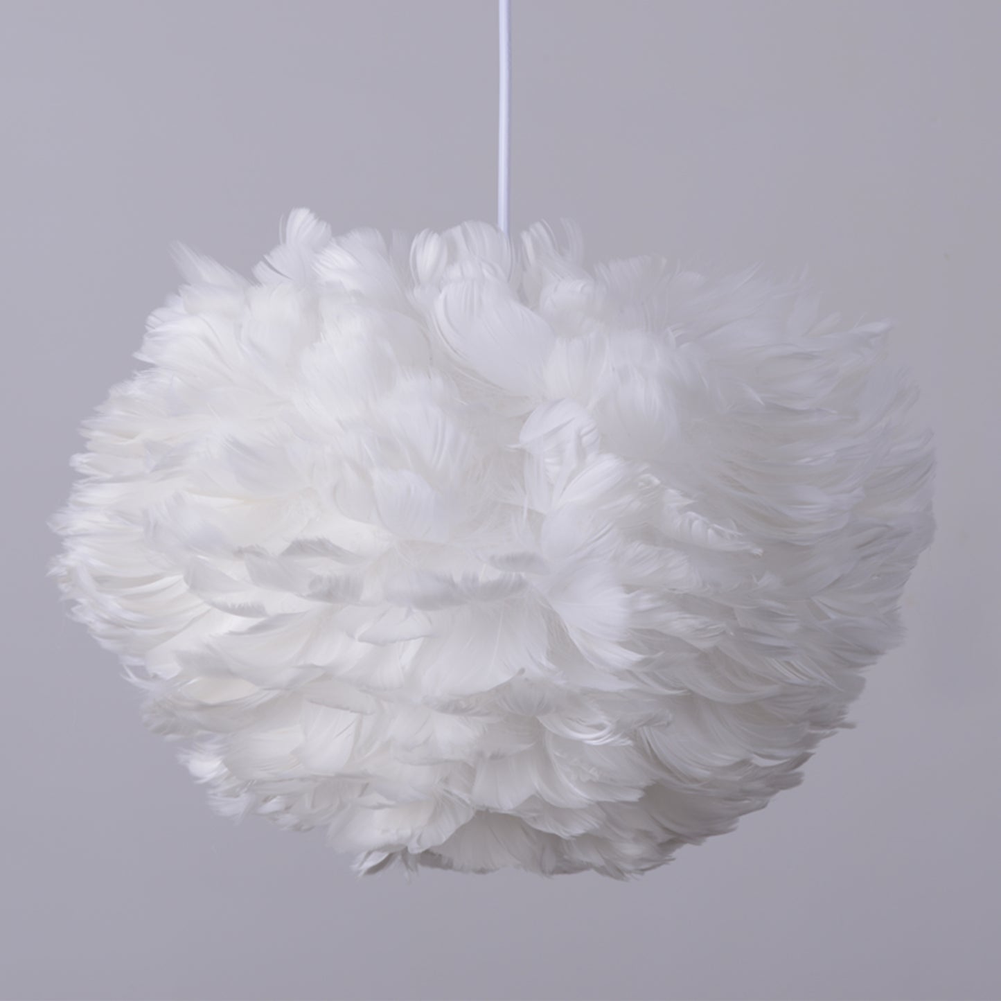(M)Pendant Light Globe White Feather Chandelier E27 for Children's Bedroom Living Room