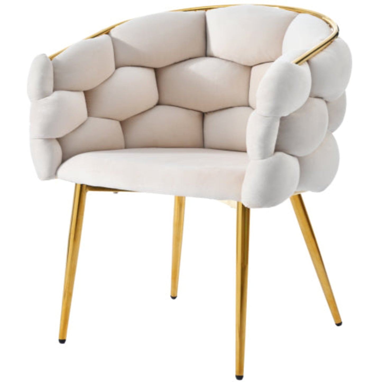 Beige Bubble Dining Chair,Gold Legs, Luxury Velvet, Gold Frame