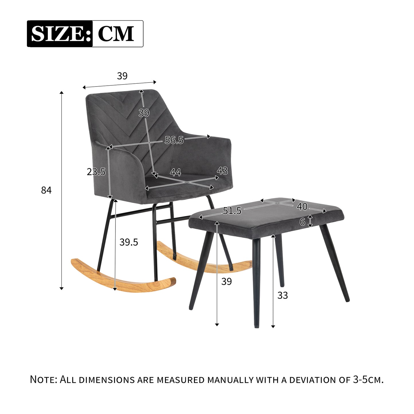 Rocking Chair with Footstool and Pedals - Leisure and Comfort