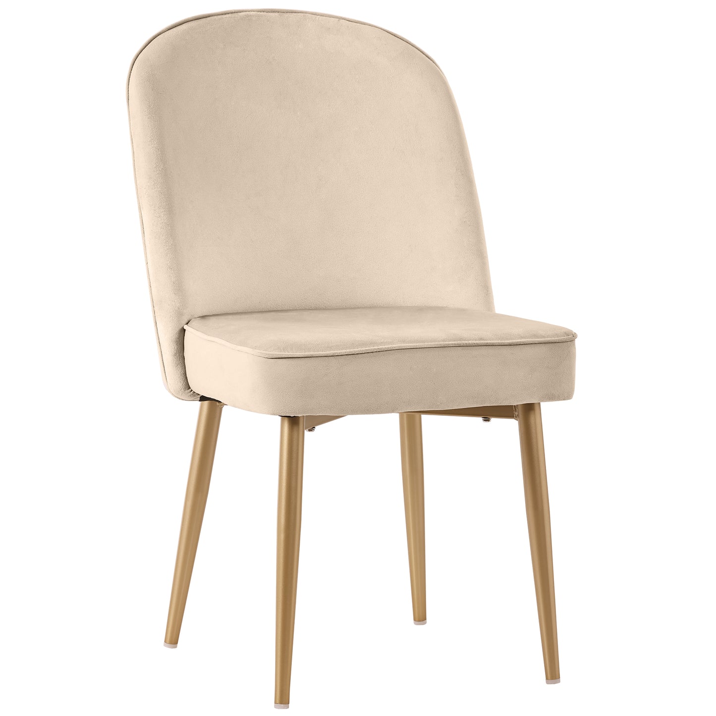 Beige Velvet Dining Chairs with Gold Legs-Modern Comfort for Any Room