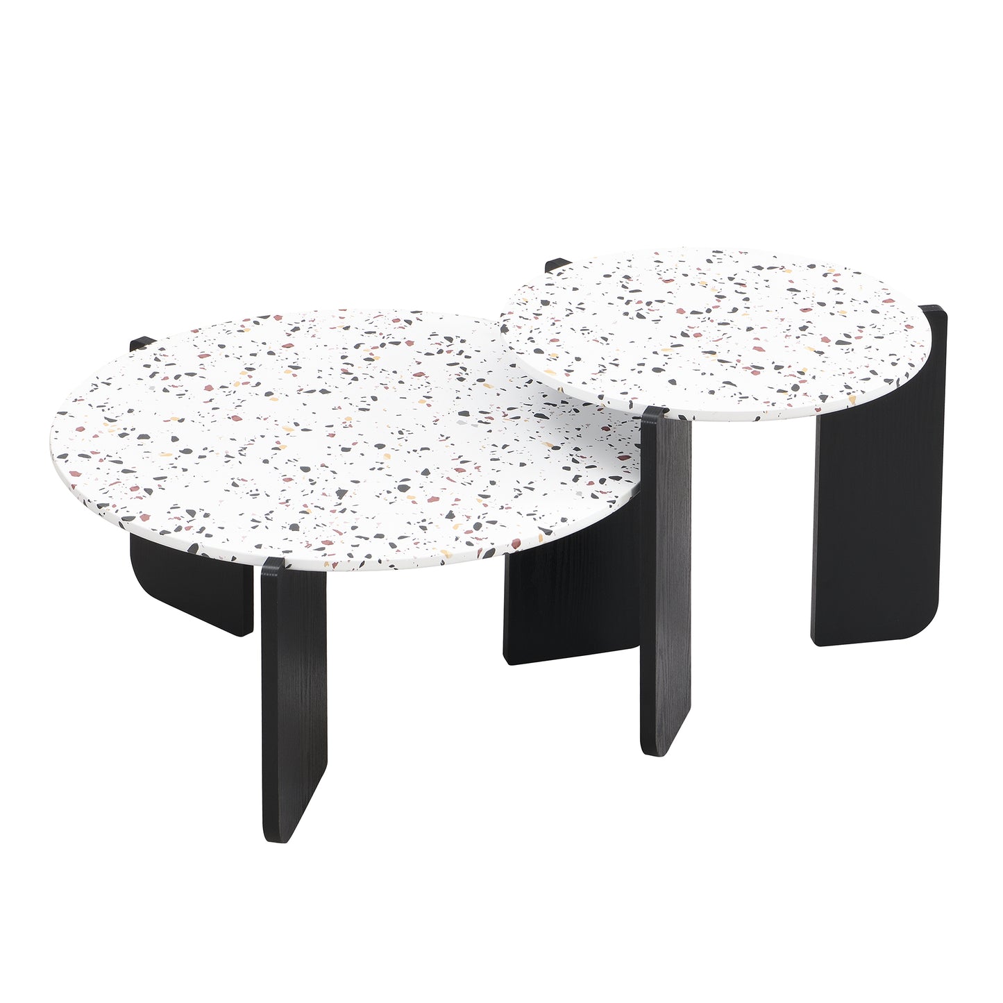 Modern Duo-Assembled Coffee and Side Table Set for Living Room and Balcony