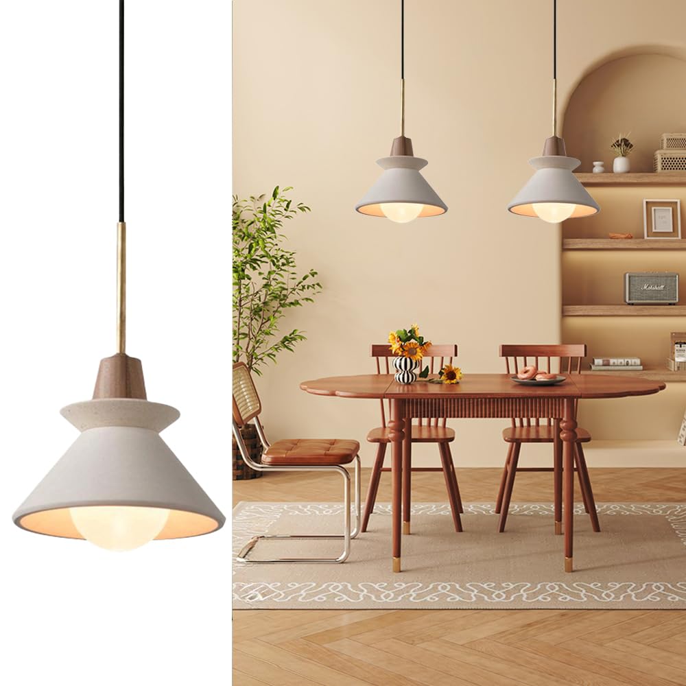 (Y)9.4 inches (about 24.9 cm) Concrete Pendant Light Kitchen Island Pendant Light Unique Pinecone Shade Industrial Pendant Light Scandinavian Cement Pendant Light for Dining Room, Bedside, Kitchen, Hallway, 1 Piece, White