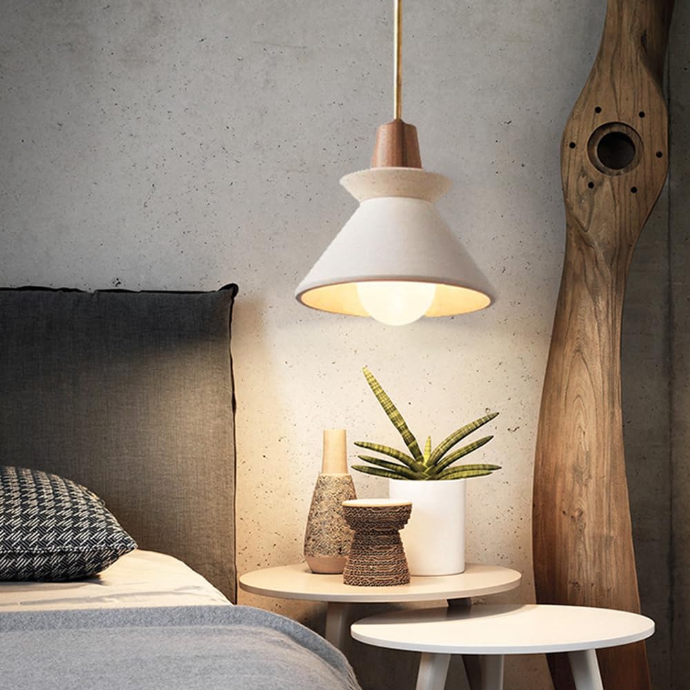 (Y)9.4 inches (about 24.9 cm) Concrete Pendant Light Kitchen Island Pendant Light Unique Pinecone Shade Industrial Pendant Light Scandinavian Cement Pendant Light for Dining Room, Bedside, Kitchen, Hallway, 1 Piece, White