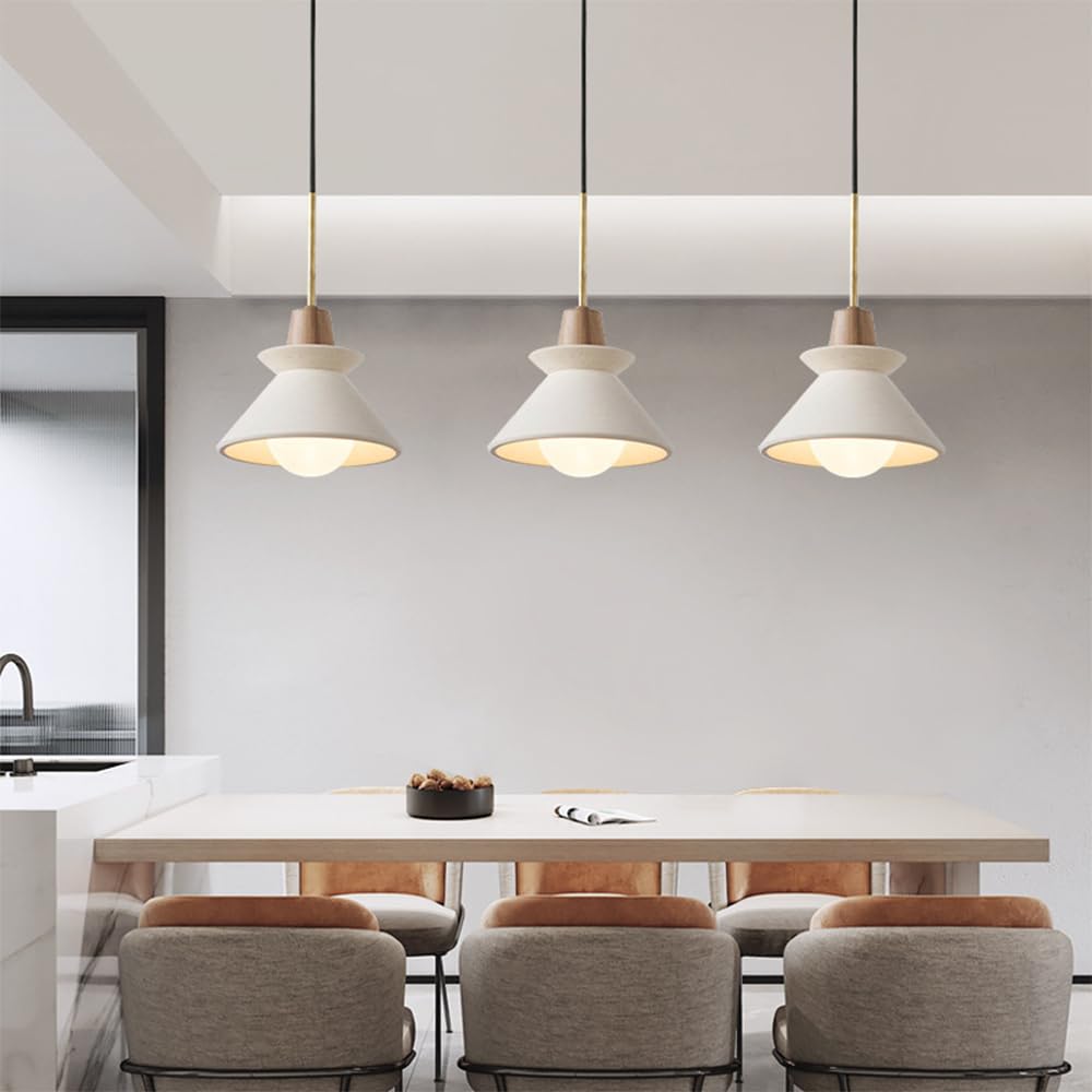 (Y)9.4 inches (about 24.9 cm) Concrete Pendant Light Kitchen Island Pendant Light Unique Pinecone Shade Industrial Pendant Light Scandinavian Cement Pendant Light for Dining Room, Bedside, Kitchen, Hallway, 1 Piece, White
