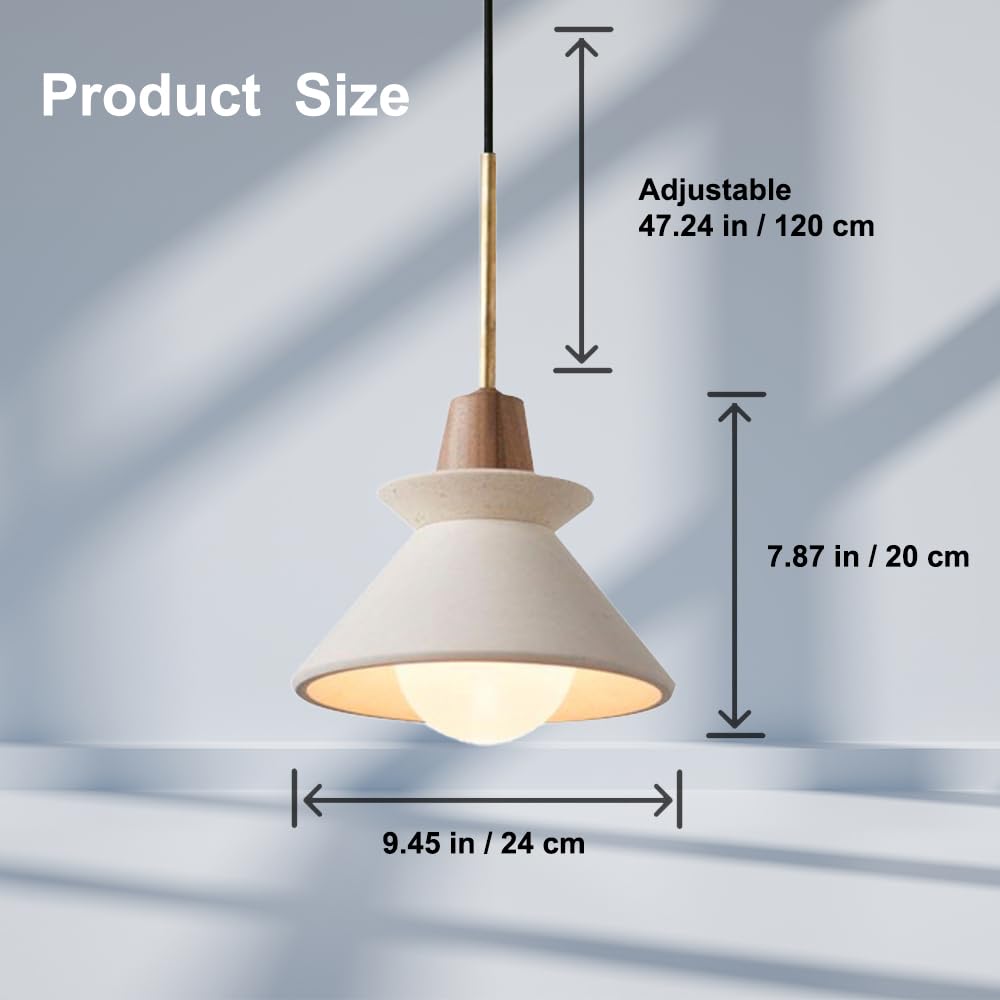 (Y)9.4 inches (about 24.9 cm) Concrete Pendant Light Kitchen Island Pendant Light Unique Pinecone Shade Industrial Pendant Light Scandinavian Cement Pendant Light for Dining Room, Bedside, Kitchen, Hallway, 1 Piece, White