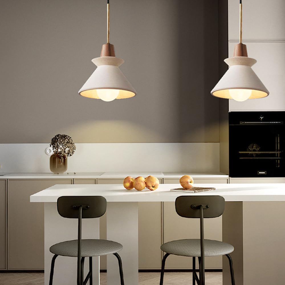 (Y)9.4 inches (about 24.9 cm) Concrete Pendant Light Kitchen Island Pendant Light Unique Pinecone Shade Industrial Pendant Light Scandinavian Cement Pendant Light for Dining Room, Bedside, Kitchen, Hallway, 1 Piece, White
