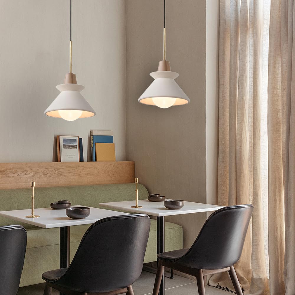 (Y)9.4 inches (about 24.9 cm) Concrete Pendant Light Kitchen Island Pendant Light Unique Pinecone Shade Industrial Pendant Light Scandinavian Cement Pendant Light for Dining Room, Bedside, Kitchen, Hallway, 1 Piece, White