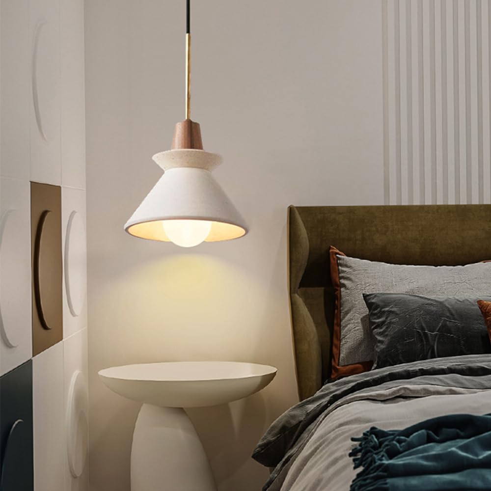 (Y)9.4 inches (about 24.9 cm) Concrete Pendant Light Kitchen Island Pendant Light Unique Pinecone Shade Industrial Pendant Light Scandinavian Cement Pendant Light for Dining Room, Bedside, Kitchen, Hallway, 1 Piece, White
