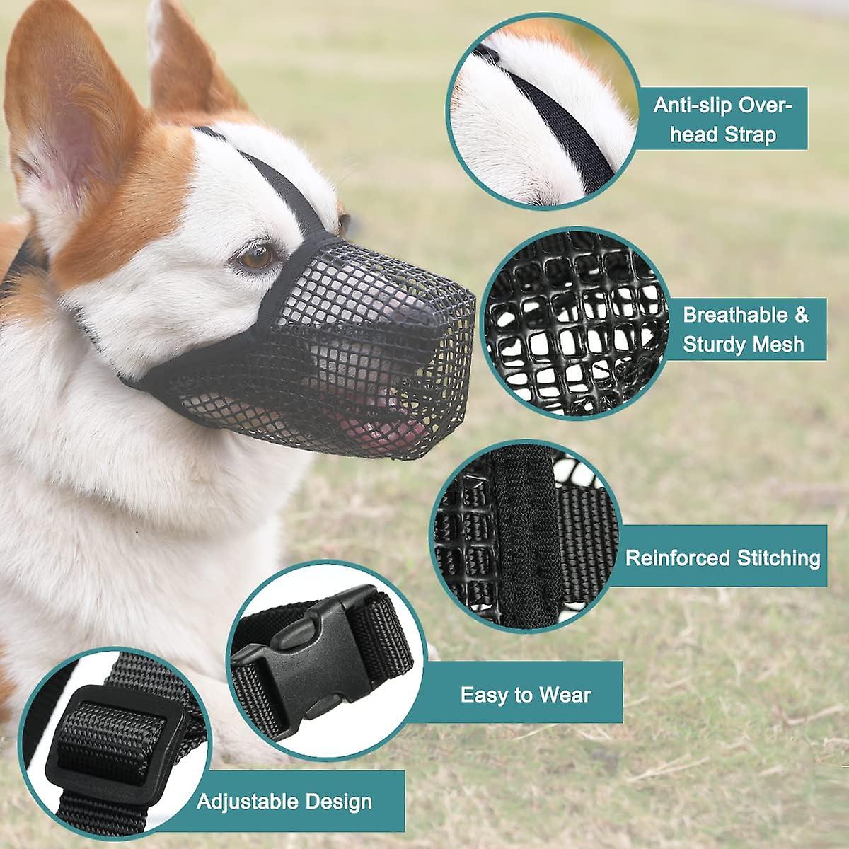 (Y)Dog Muzzle With Adjustable Straps, Soft Mesh Covered Muzzles For Small Medium Large Dogs